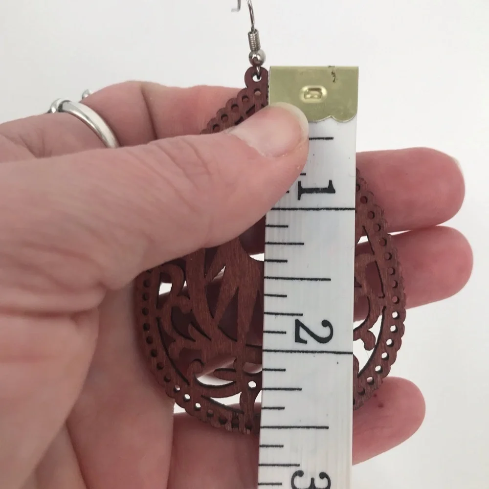 Large Boho Laser Cut Wooden Earrings